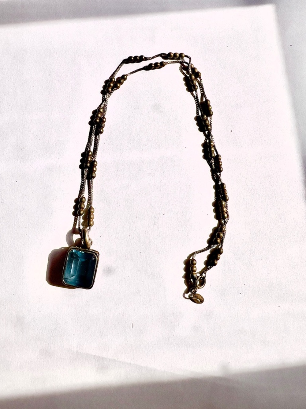 925 Sterling Silver 14,31gr Blue Stone Pendant Necklace